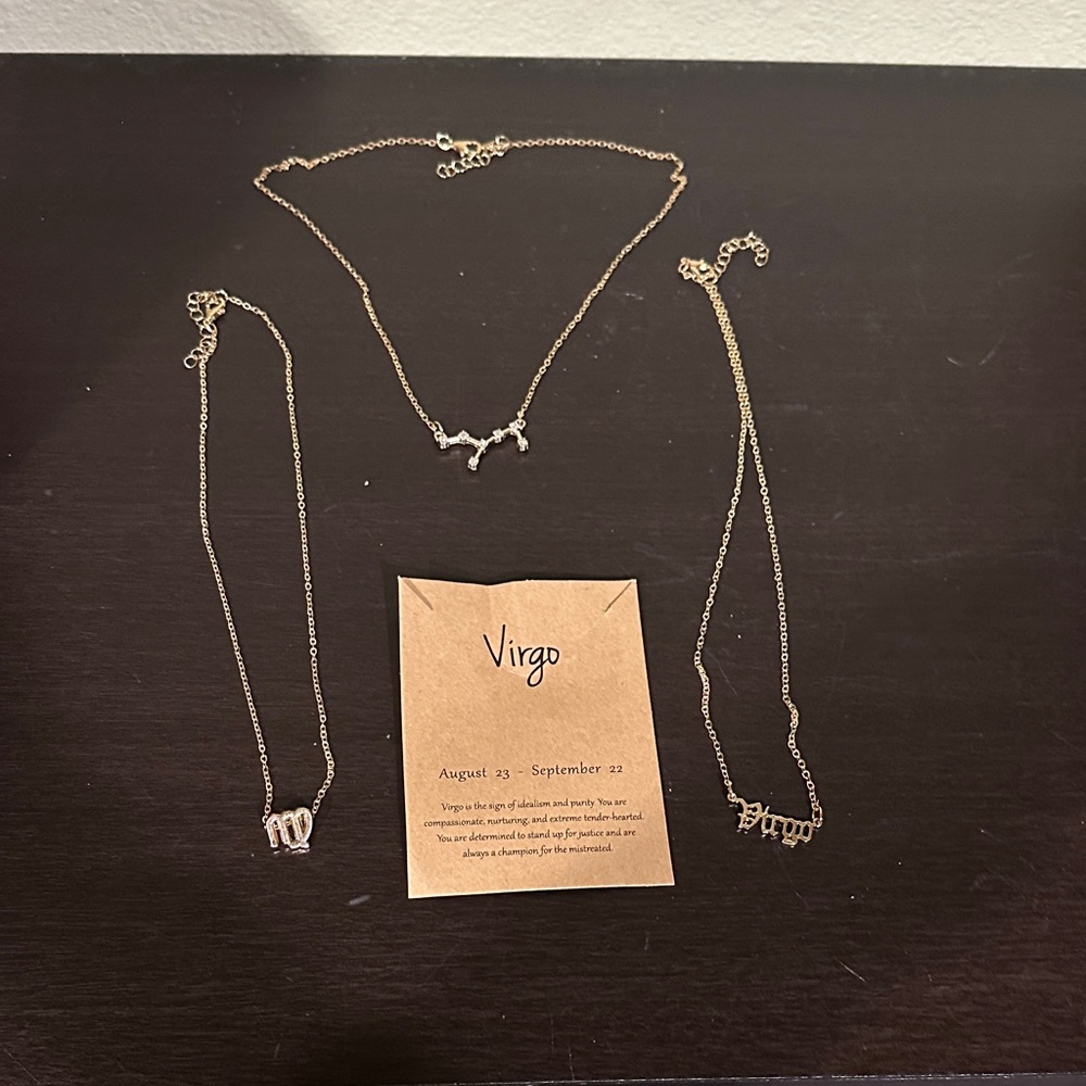New Gold Zodiac Virgo Necklace Set